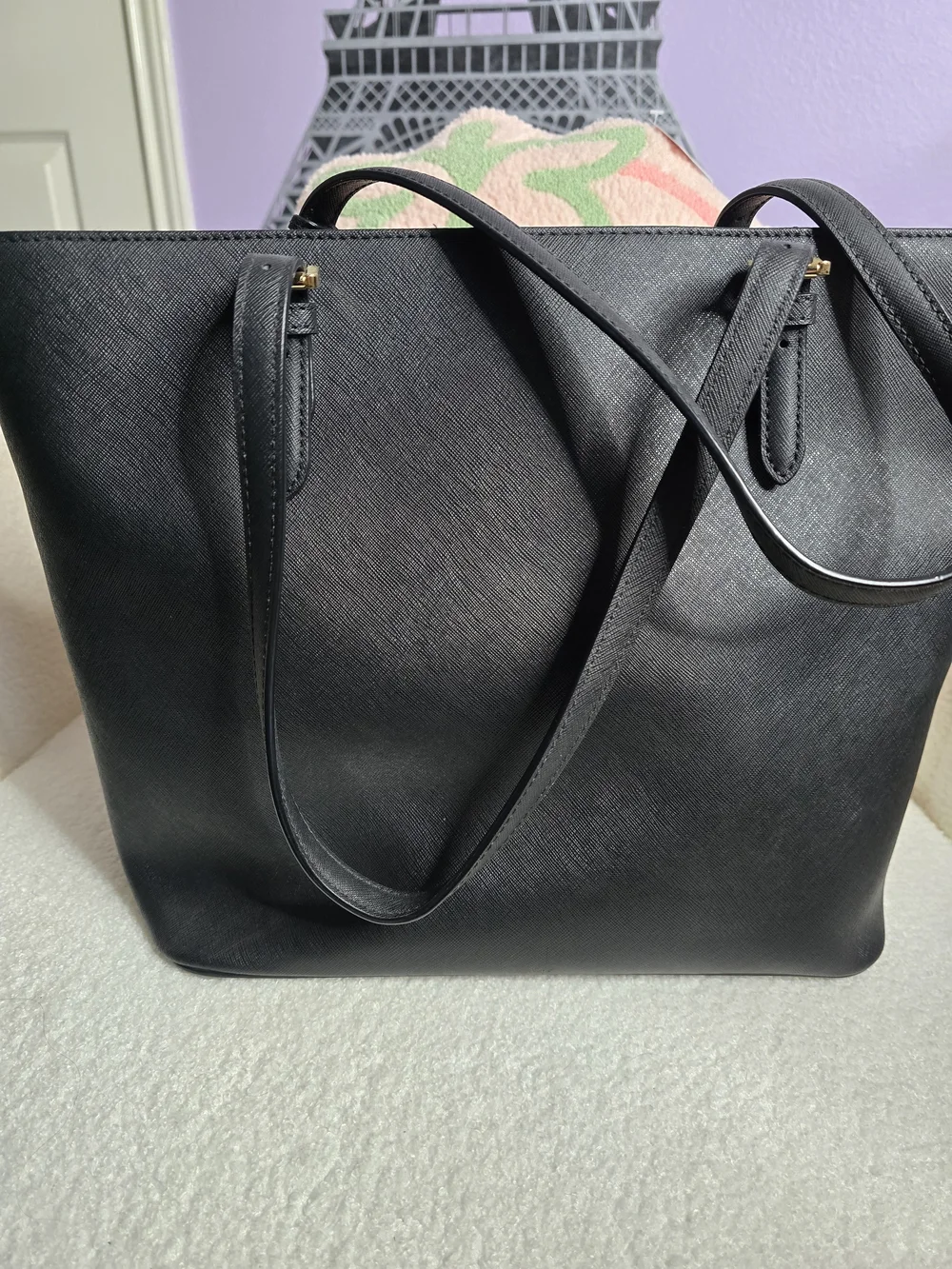 Michael Kors Black Saffiano Leather Tote with Front Pocket